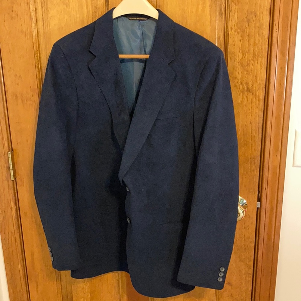 Men’s Navy Blue Suede Suit Jacket / Blazer
